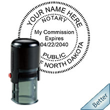 Quality Self-Inking Round North Dakota Notary Stamp. Order your Official Self-Inking Round ND Notary stamp today and save! North Dakota Round notary stamps ship the next business day with FREE Shipping available. Meets ND Notary stamp requirements