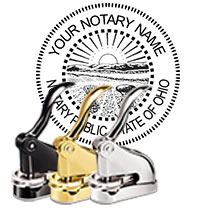 The Best Ohio Notary Desk Embosser. Impress your clients with this Deluxe OH Notary Desk Seal. OH Designer Notary Desk seals ship the next business day with FREE shipping available. Meets Ohio Notary Desk Seal requirements. Free Notary Pen.