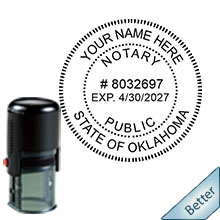 Quality Self-Inking Round Oklahoma Notary Stamp. Order your Official Self-Inking Round OK Notary stamp today and save! Oklahoma Round notary stamps ship the next business day with FREE Shipping available. Meets Oklahoma Notary stamp requirements.