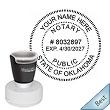 Order your Oklahoma Notary Pre-Inked Round Stamp today and save. Oklahoma Round notary stamps ship the next business day with Free shipping available. Oklahoma notary stamps come with FREE Notary Pen. Meets Oklahoma Notary stamp requirements