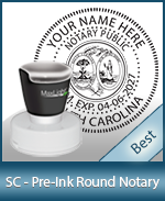 This High-quality Round South Carolina Notary stamp gives a clean, clear impression every time.