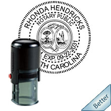 Quality Self-Inking Round SC Notary Stamp with Emblem. Order your Official Round SC Notary stamp with Emblem today and save! SC Round notary stamps ship the next business day with FREE Shipping available. Meets South Carolina Notary stamp requirements.