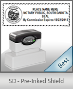 A High quality state emblem notary stamp with a stylish border for South Dakota.