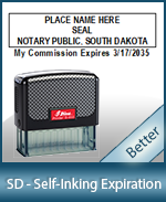 This durable, quality Notary commission stamp for South Dakota is available right here. Fast shipping!