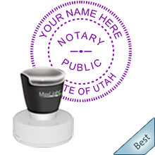 Order your Pre-Inked Round Utah Notary stamp today and save. Utah notary supplies ship the next business day with FREE shipping. Made with Purple Ink. Free Notary Pen with every Utah online notary store purchase. Meets Utah Notary stamp requirements.