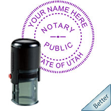 Order your Self-Inking Round Utah Notary stamp today and save. Made with Purple Ink. Utah notary stamps ship the next business with Free shipping available. FREE Notary Pen with order from our online Utah Notary store. Meets Utah Notary stamp requirements