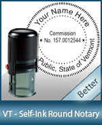 An affordable round self-inking notary stamp for Vermont can be purchased quickly right here.