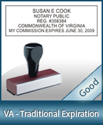 VA-COMM-T - Virginia Notary Traditional Expiration Stamp