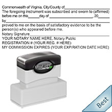 Order your Pre-Inked Virginia Notary Jurat Stamp today and save. Virginia notary supplies ship the next business day with FREE Notary Pen with Order. Meets Virginia Notary stamp requirements.