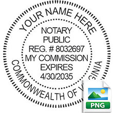 Quality Self-Inking Round Virginia Notary Stamp. Order your Official Self-Inking Round VA Notary stamp today and save! Virginia Round notary stamps ship the next business day with FREE Shipping available. Meets Virginia Notary stamp requirements.