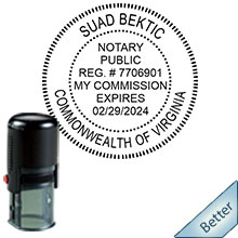 Quality Self-Inking Round Virginia Notary Stamp. Order your Official Self-Inking Round VA Notary stamp today and save! Virginia Round notary stamps ship the next business day with FREE Shipping available. Meets Virginia Notary stamp requirements.