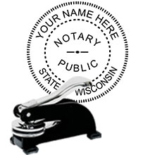 Order your Wisconsin Notary Desk seal today and save. All Wisconsin Notary Desk embossers ship the next business day with free shipping available. Free pen with all Wisconsin Notary Supplies orders.