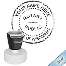 Order your Official Wisconsin Notary Pre-Inked Round Stamp today and save. Wisconsin notary stamps ship the next business day with FREE Notary Pen. Meets Wisconsin Notary stamp requirements.