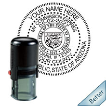 Quality Self-Inking Round Arizona Notary Stamp. Order your Official Self-Inking Round AZ Notary stamp today and save! Arizona Round notary stamps ship the next business day with FREE Shipping available. Meets Arizona Notary stamp requirements.